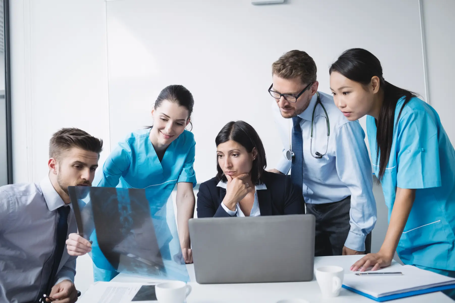 Healthcare Workers Engaging in Hospital LMS